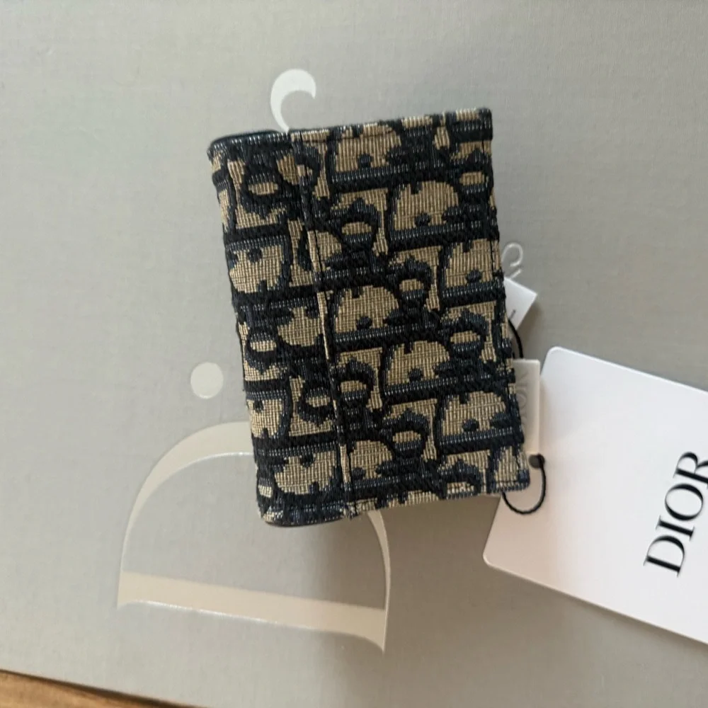 Dior saddle card holder navy new with box